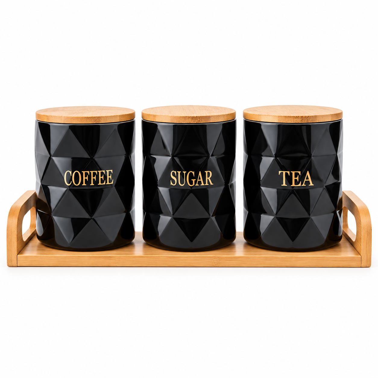 Ensemble de 3 Pots en Porcelain avec Support