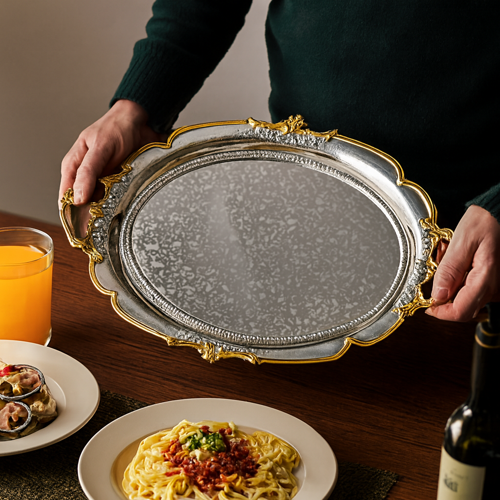 SET DE 2 PLATEAUX OVALES DORÉS