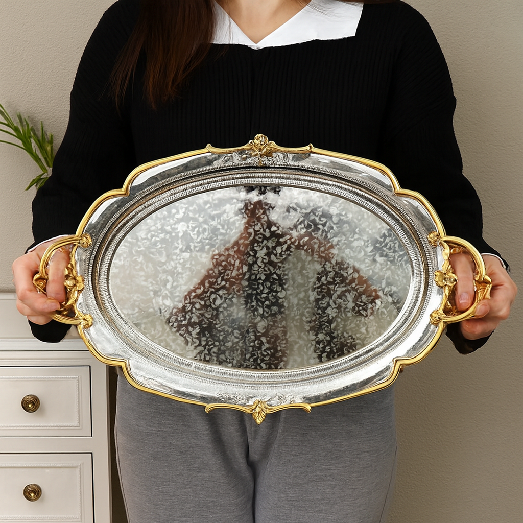 SET DE 2 PLATEAUX OVALES DORÉS