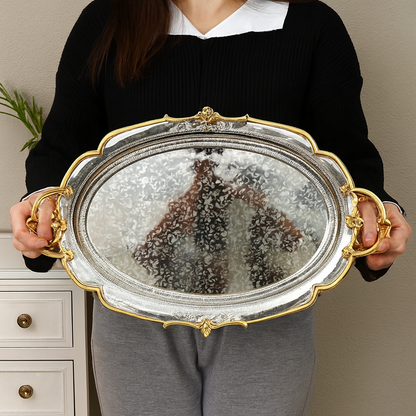 SET DE 2 PLATEAUX OVALES DORÉS