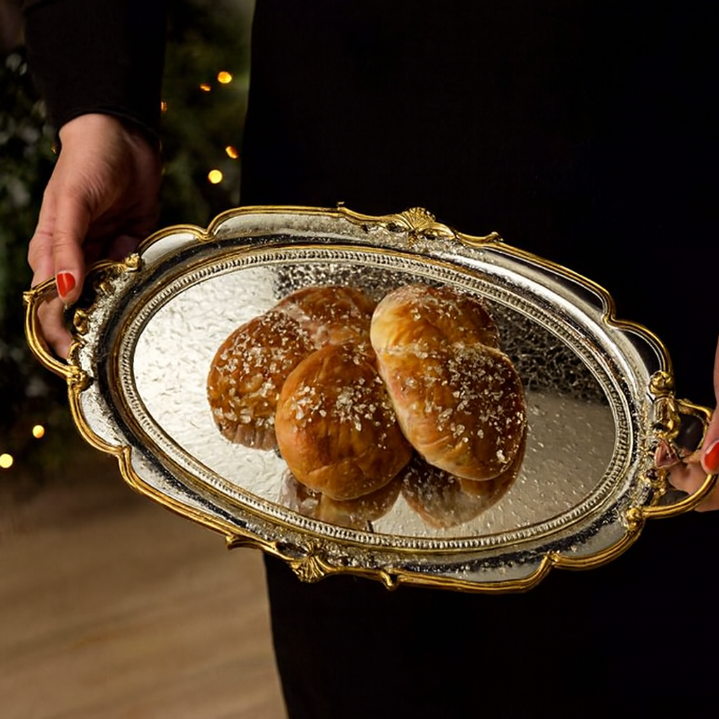 SET DE 2 PLATEAUX OVALES DORÉS