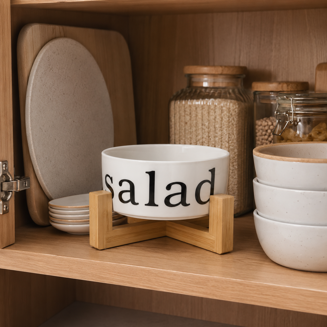 Bol à Salade Moderne I Support en Bambou