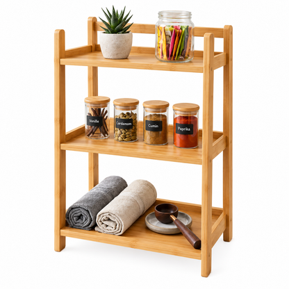 Pack de 2 Étagères Multifonctions en Bambou Naturel I Design Épuré & Naturel