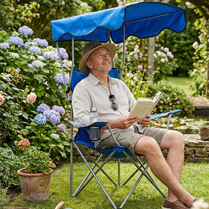 Chaise de Camping Pliante / Auvent Anti-UV Intégré