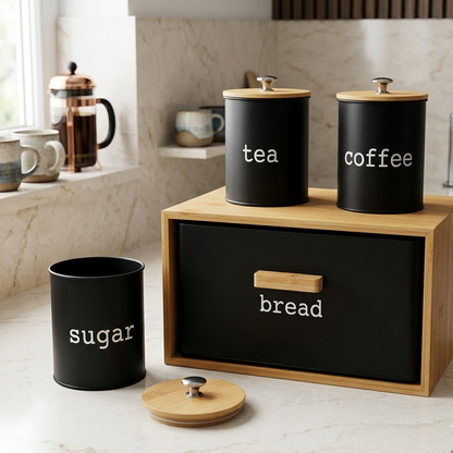 Ensemble de cuisine avec 3 bocaux | Stockage pratique