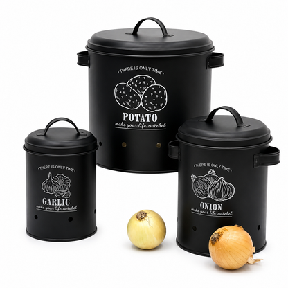 Lot de 3 Boîtes De Rangement I Légumes - Ail - Onion