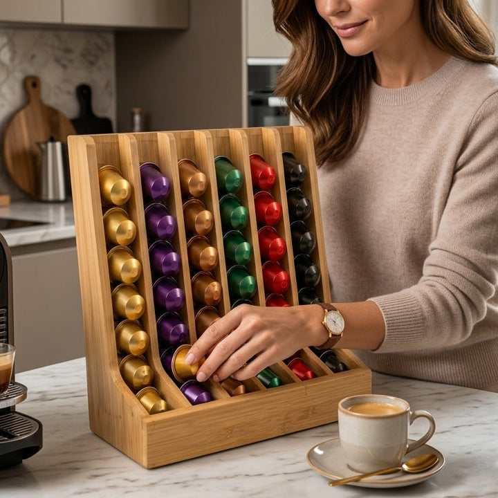 Tiroir En Bois Porte-Dosettes de Café I Capacité 8 Capsules