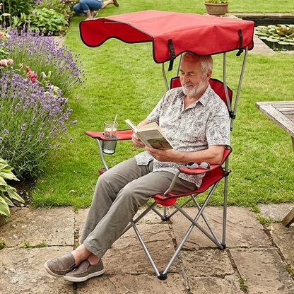 Chaise de Camping Pliante / Auvent Anti-UV Intégré