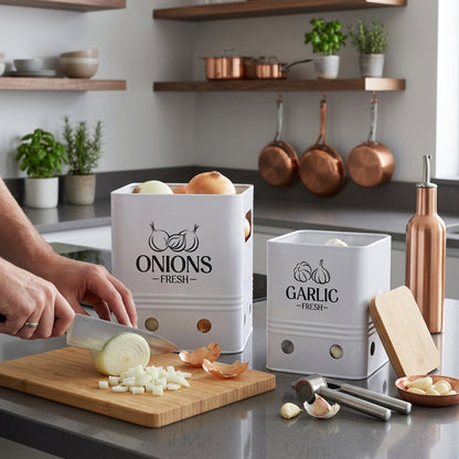 Lot de 3 Boîtes De Rangement I Légumes - Ail - Onion