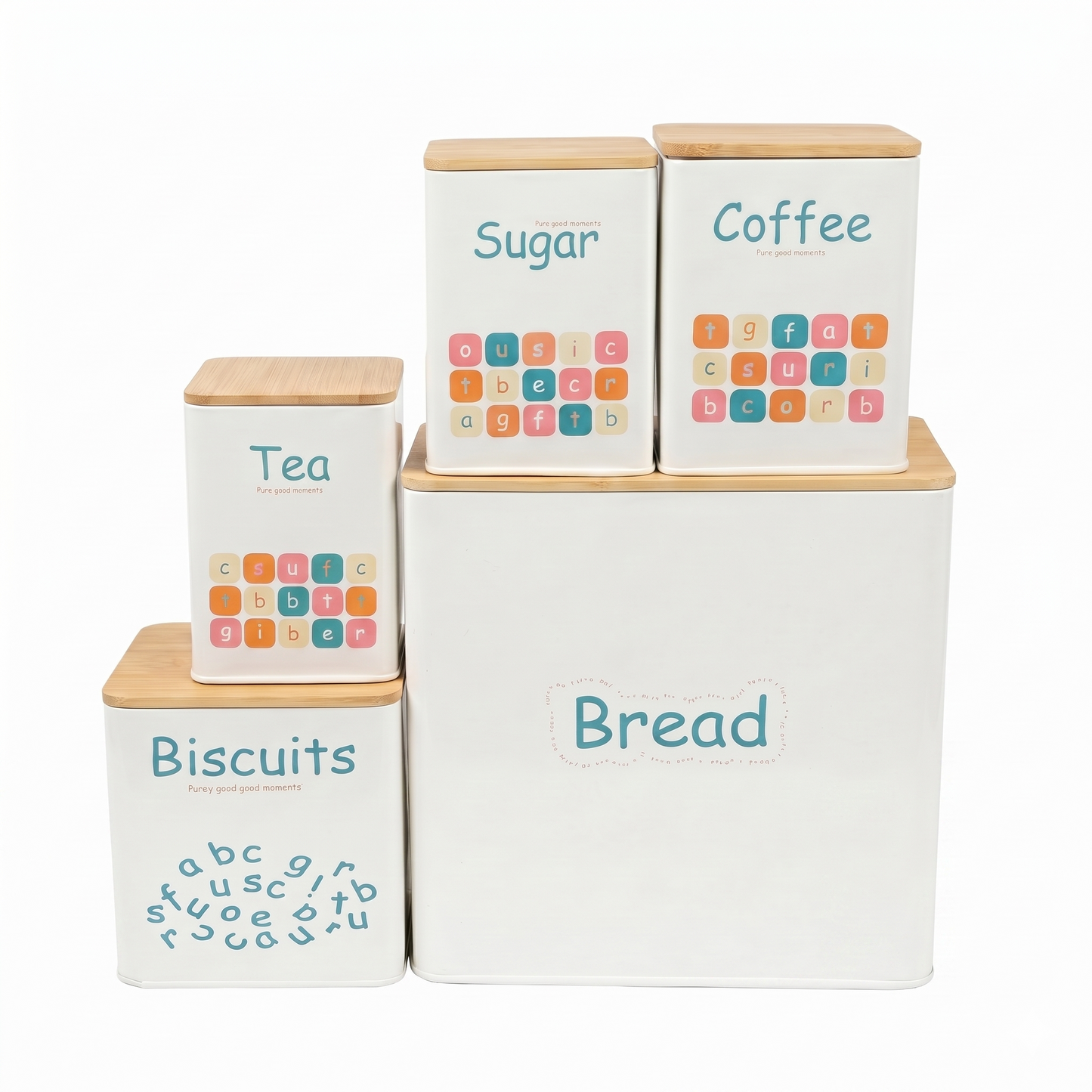 Set de Rangement Cuisine Premium 5 Pièces & Couvercles Bois