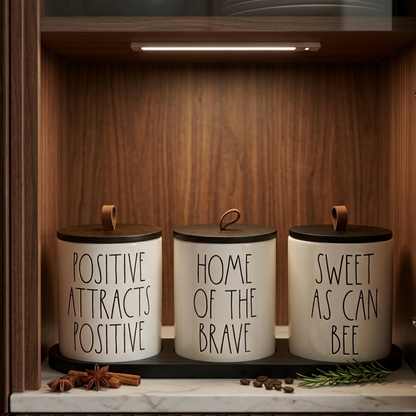 Ensemble de 3 Pots en Porcelain avec Support