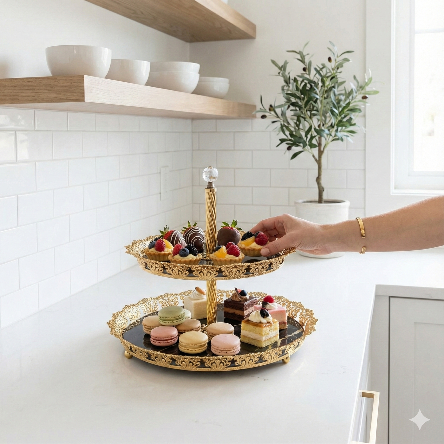 PORTE-GÂTEAU EFFET MARBRE