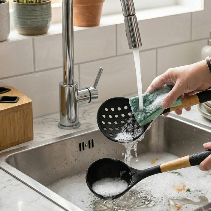 Set de 5 Ustensiles de Cuisine en Bambou Noir
