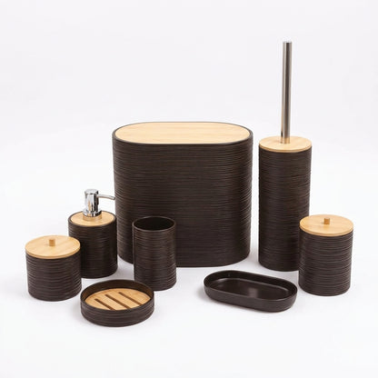 Set De Salle De Bain 8 Pièces En Bambou