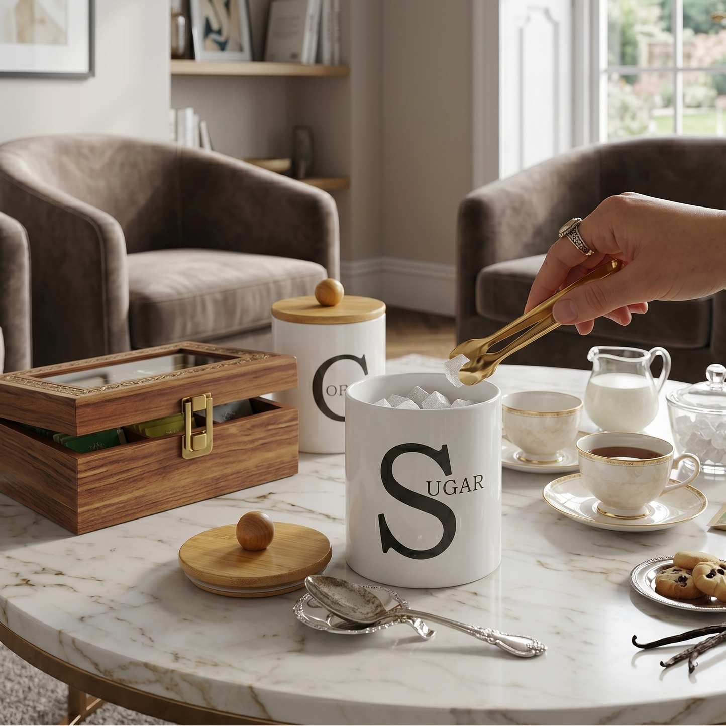 Trio de Pots en Porcelaine avec Support