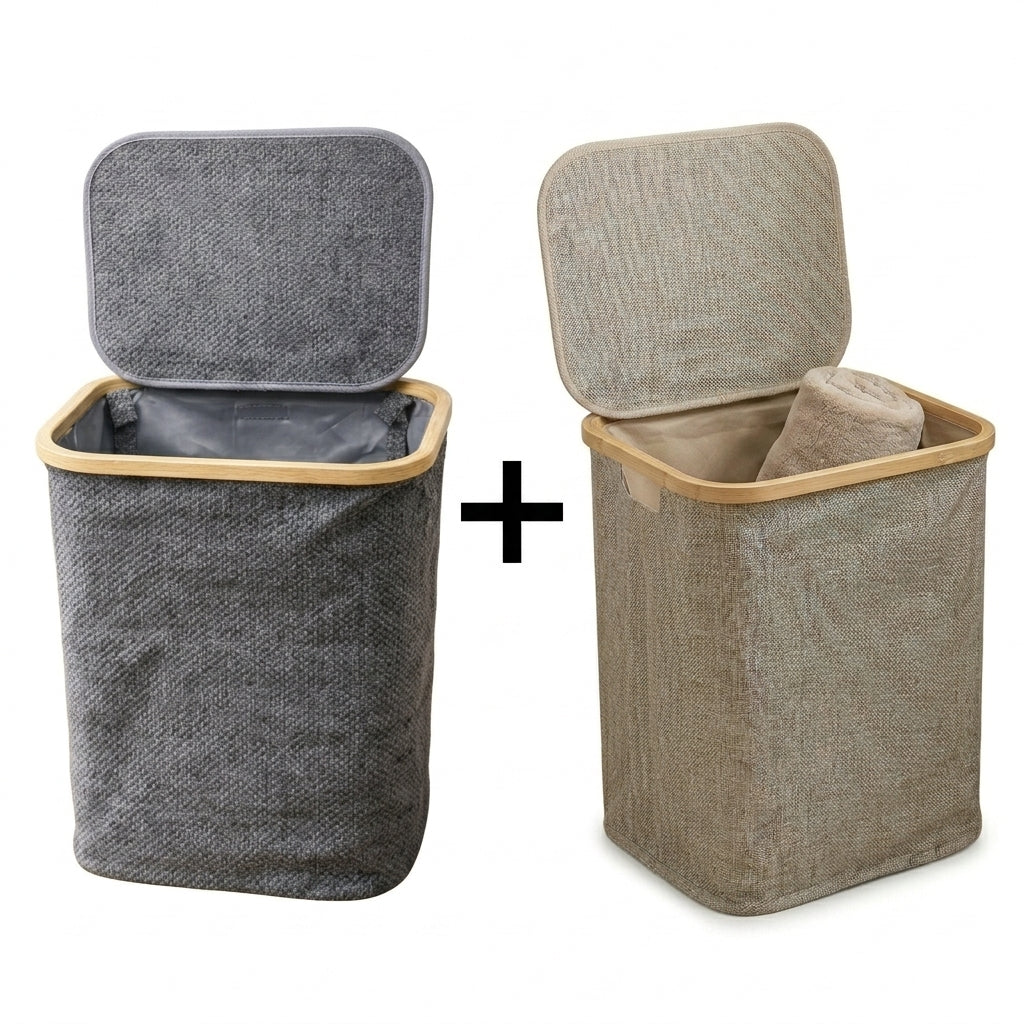 Pack de 2 Paniers à Linge En Tissu I Poignées De Transport Faciles