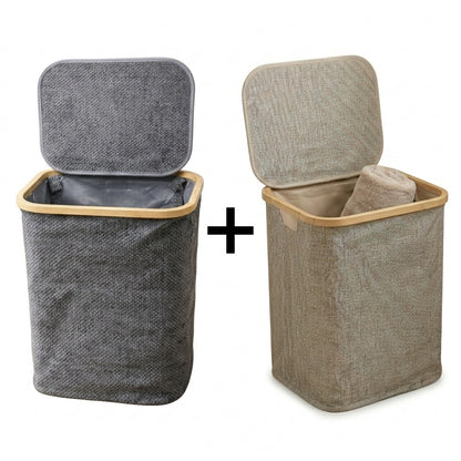 Pack de 2 Paniers à Linge En Tissu I Poignées De Transport Faciles