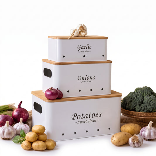 Trio de 3 Boîtes De Rangement I Légumes - Ail - Onion