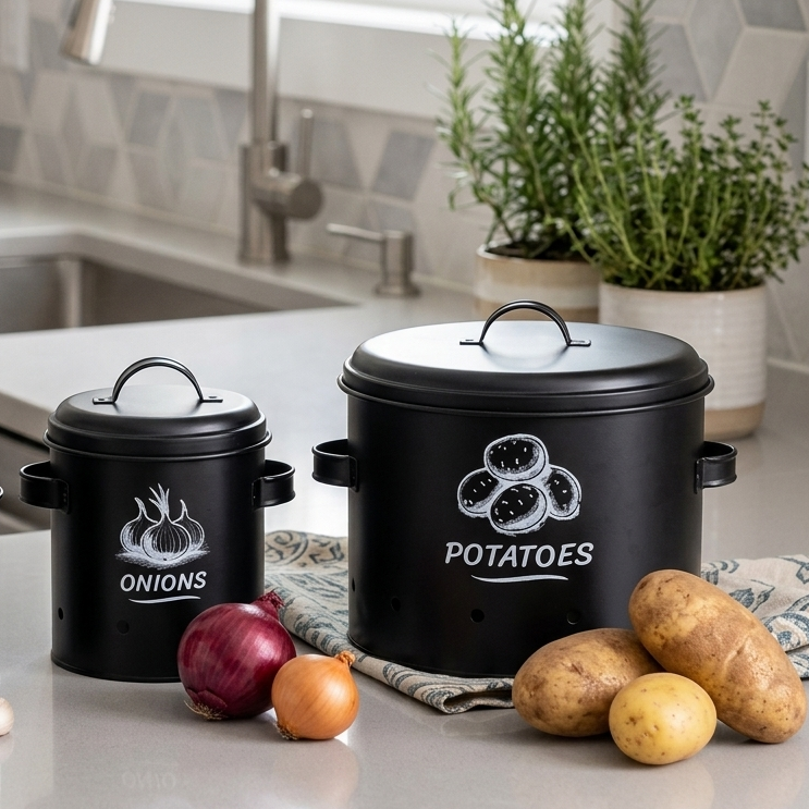 Lot de 3 Boîtes De Rangement I Légumes - Ail - Onion