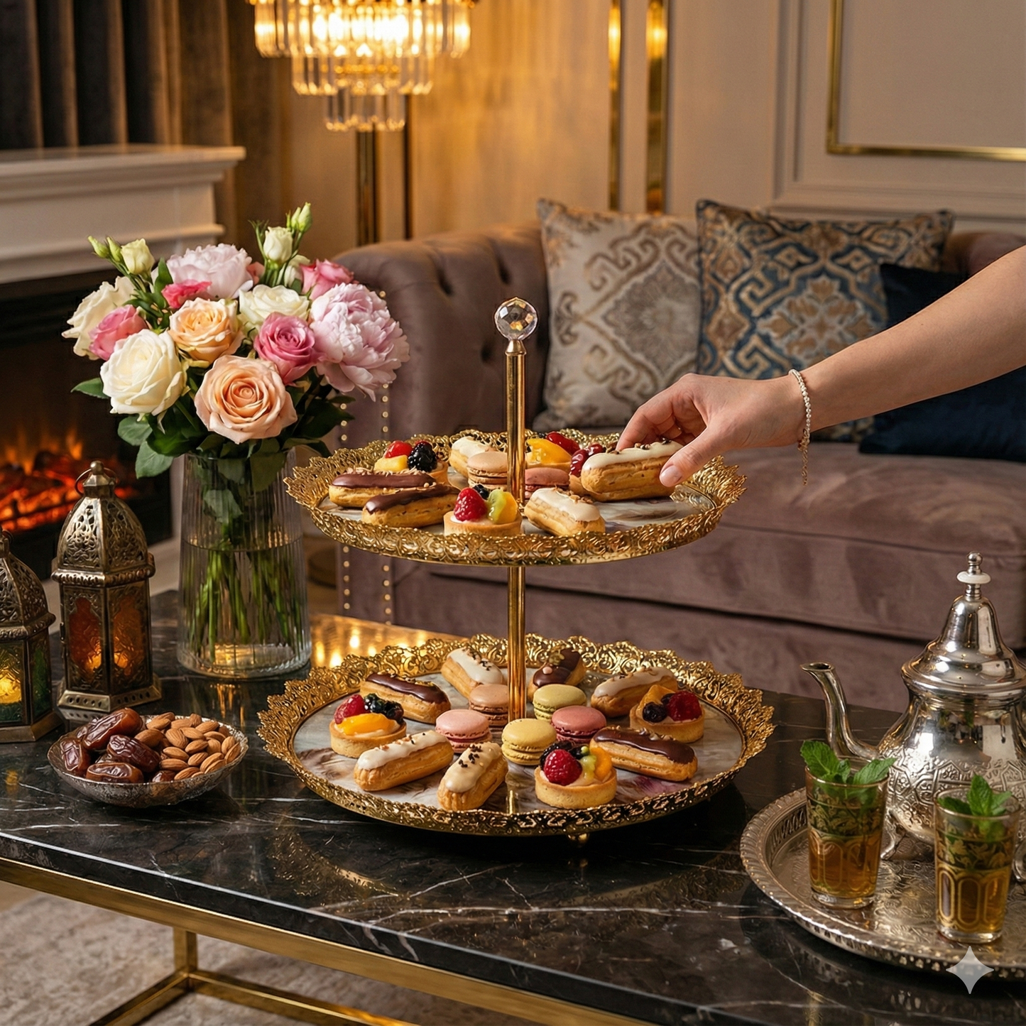 PORTE-GÂTEAU EFFET MARBRE