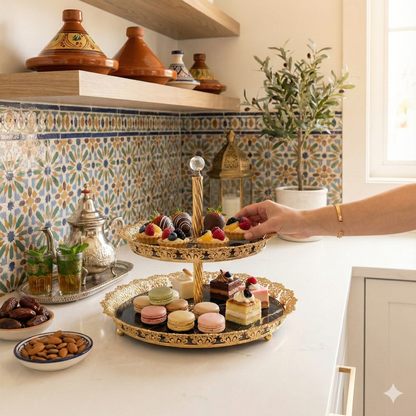 PORTE-GÂTEAU EFFET MARBRE