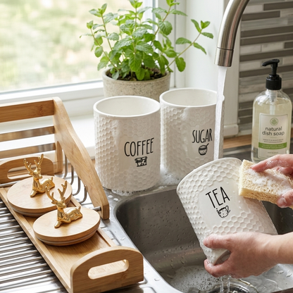 Set de 3 Pots en Porcelaine Premium avec Support