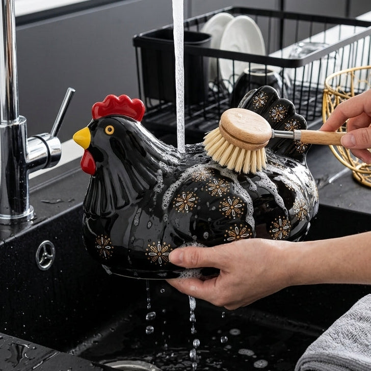 Panier à Œufs Poule en Céramique I Organisation moderne