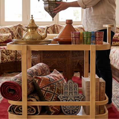 Table d'Appoint Mobile en Bambou Carré