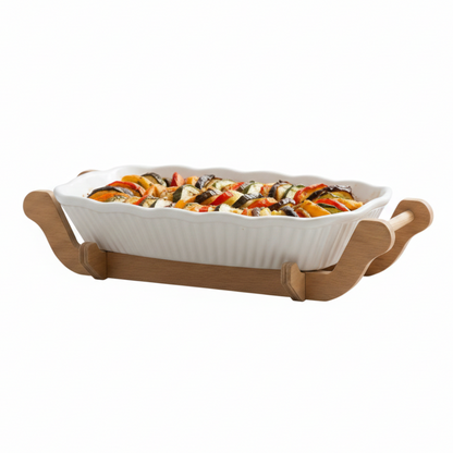 PLAT À FOUR GRAND FORMAT AVEC SUPPORT BOIS