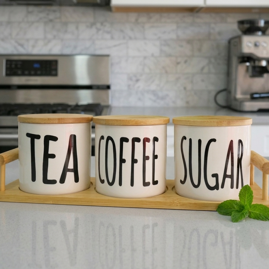 Trio de Pots en Porcelaine avec Support