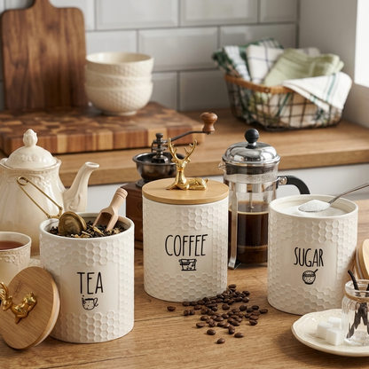 Set de 3 Pots en Porcelaine Premium avec Support