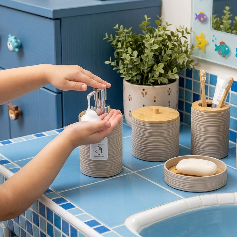 Set De Salle De Bain 8 Pièces En Bambou