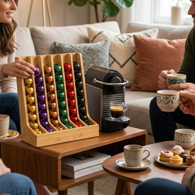 Tiroir En Bois Porte-Dosettes de Café I Capacité 8 Capsules