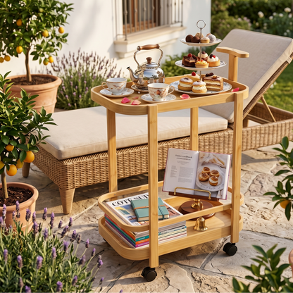 Table d'Appoint Mobile en Bambou Carré