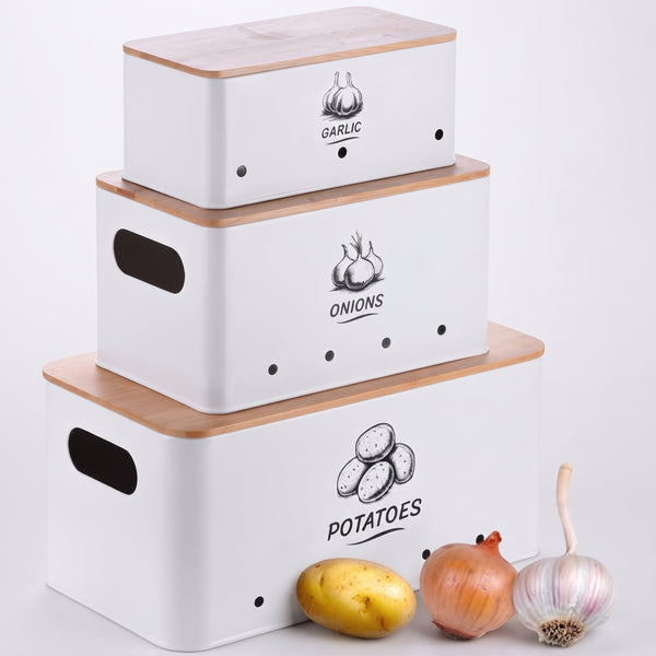 Trio de 3 Boîtes De Rangement I Légumes - Ail - Onion