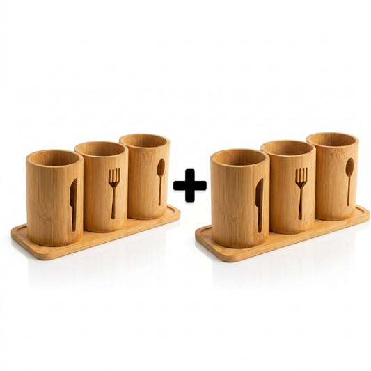 Pack de 2 Portes-Ustensiles en Bambou I Chic & Ordonné