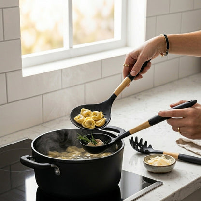 Set de 5 Ustensiles de Cuisine en Bambou Noir