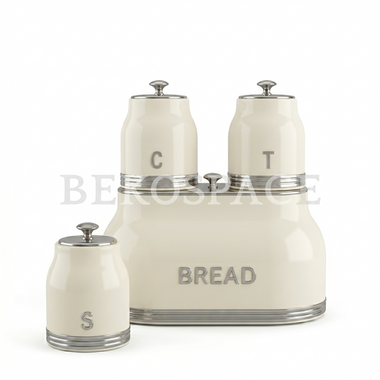 Set Boîte à Pain & 3 Bocaux Gourmet & Collection Rétro Chic