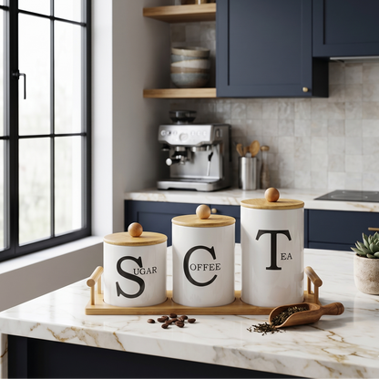 Trio de Pots en Porcelaine avec Support