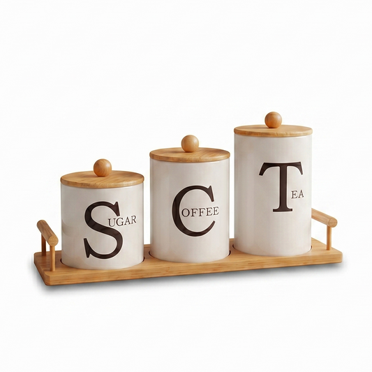 Trio de Pots en Porcelaine avec Support