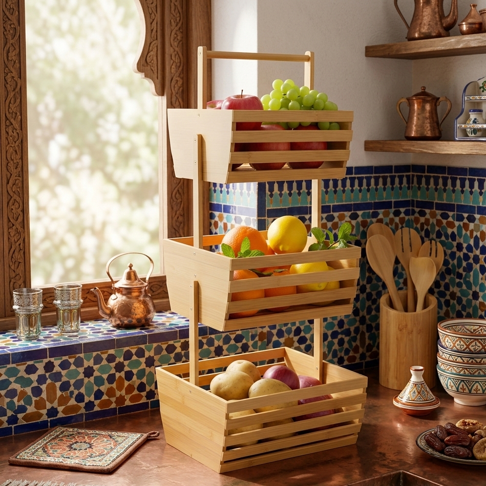 RANGEMENT 3 NIVEAUX EN BAMBOU