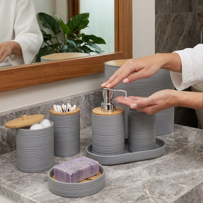 Set De Salle De Bain 8 Pièces En Bambou