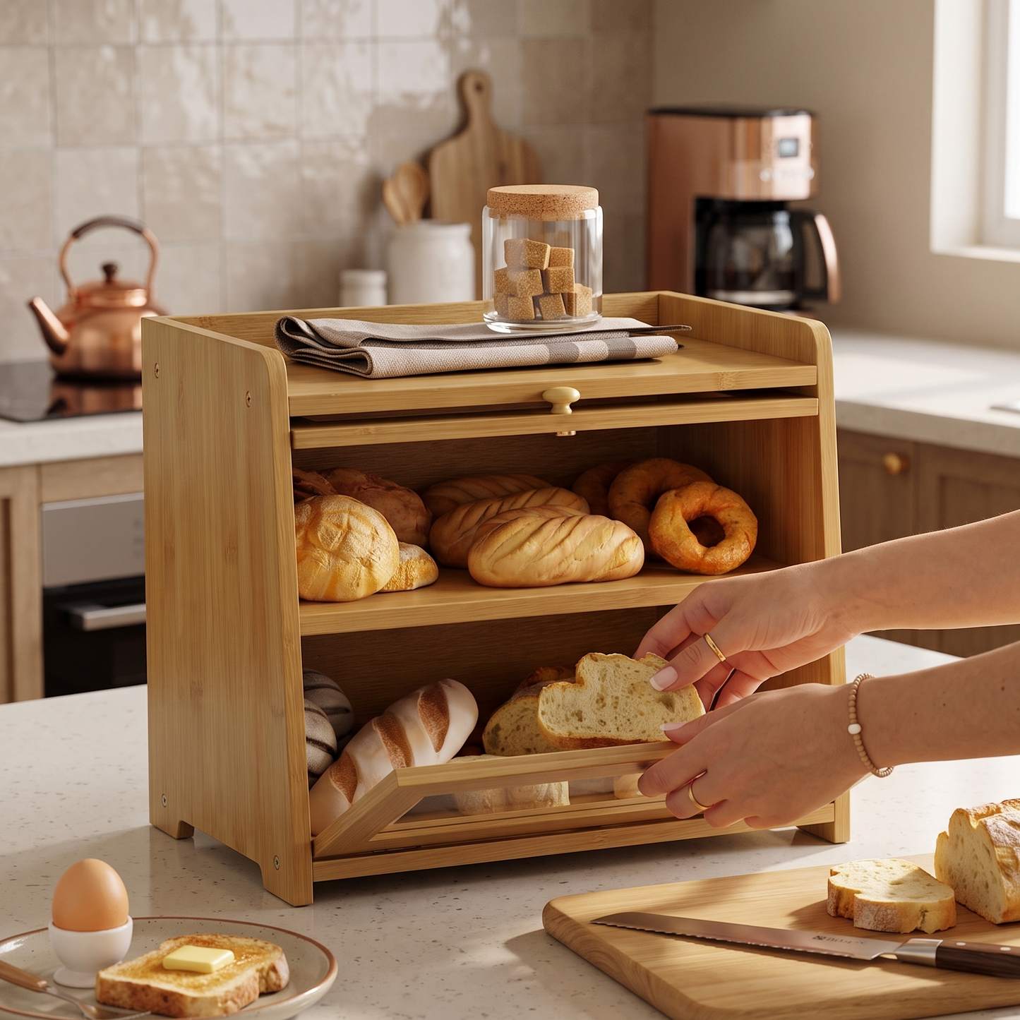 Coffret à pain en Bambou Naturel