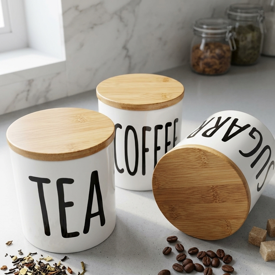 Trio de Pots en Porcelaine avec Support