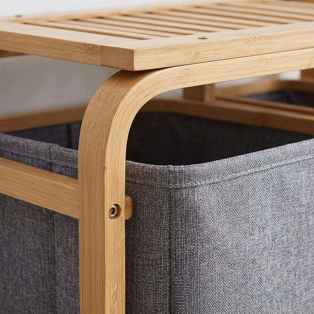 Panier à Linge Scandinave Bambou & Sac Amovible