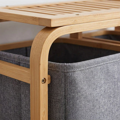 Panier à Linge Scandinave Bambou & Sac Amovible