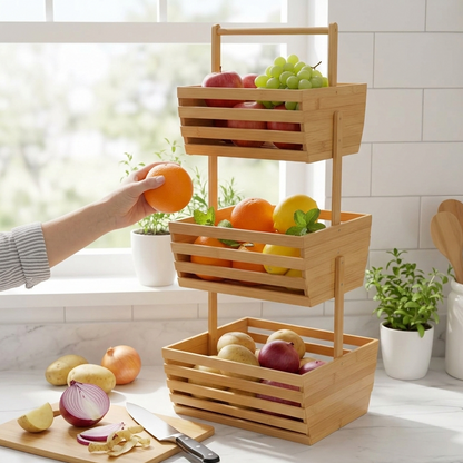 RANGEMENT 3 NIVEAUX EN BAMBOU