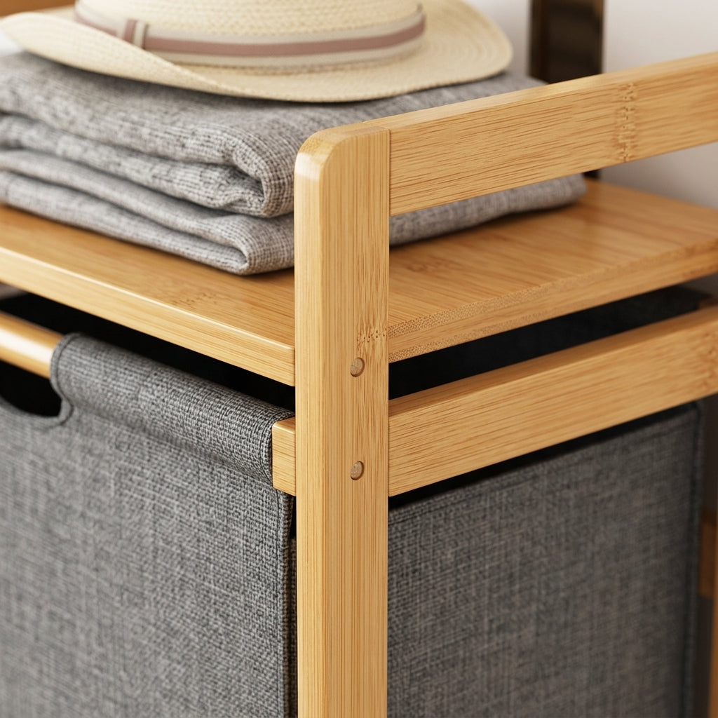 Meuble de Rangement 4 Niveaux en Bambou I Style Scandinave