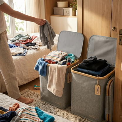 Panier à Linge En Tissu I Poignées De Transport Faciles