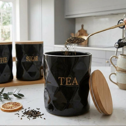 Ensemble de 3 Pots en Porcelain avec Support
